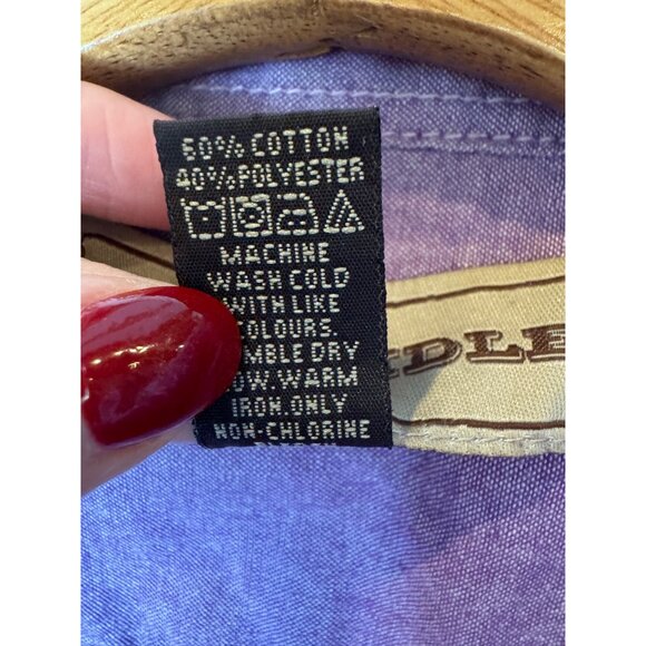 Bit & Bridle Shirt Women Large Purple Collared Floral Button Down Equestrian - Picture 11 of 11